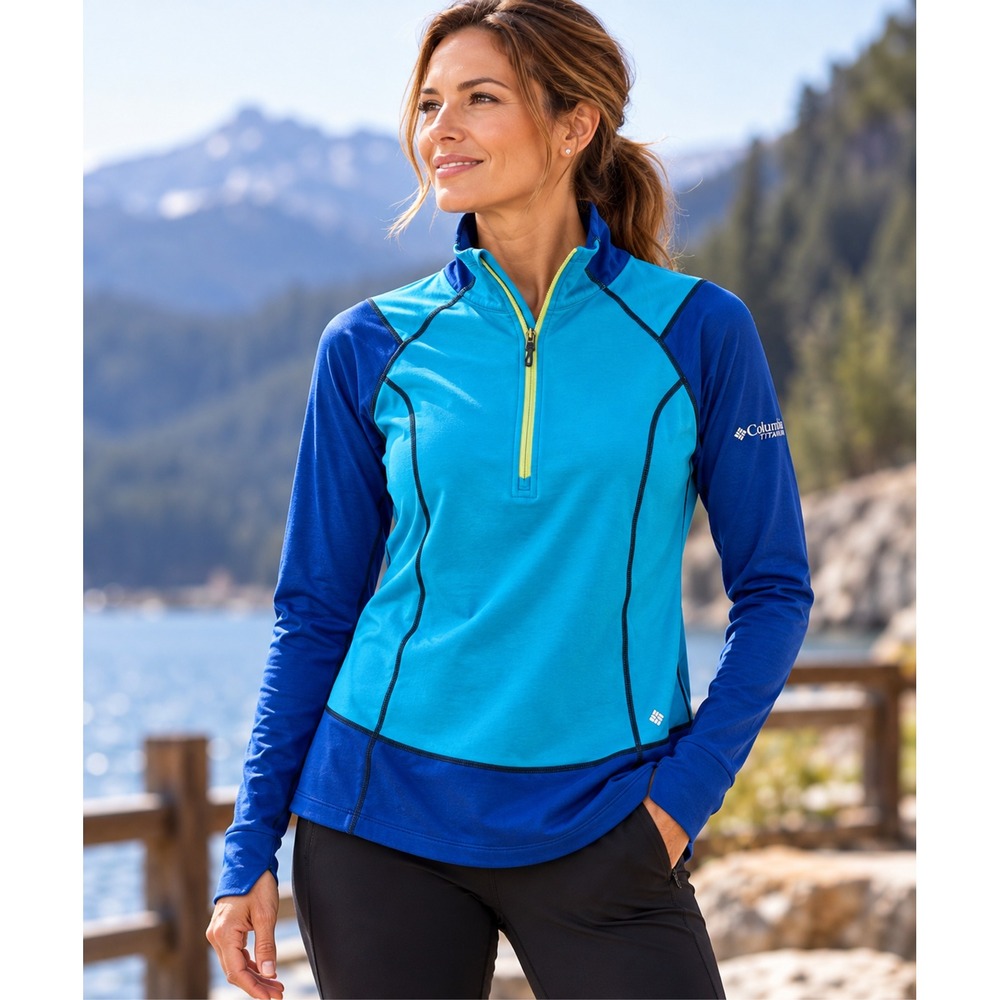 Columbia Titanium Omni-Wick Running 1/4 Zip Thumbholes Pockets M